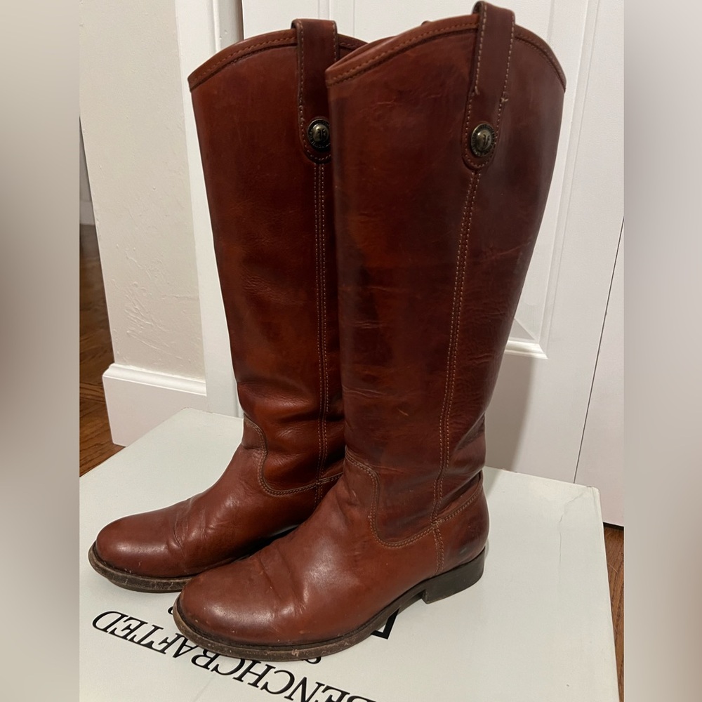 Frye Melissa Button Leather Boots, color: Cognac